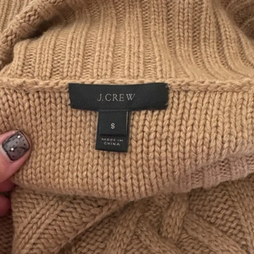 J. Crew Womens Cambridge Cable Knit Turtleneck Sweater Camel‎ B2795 Size S